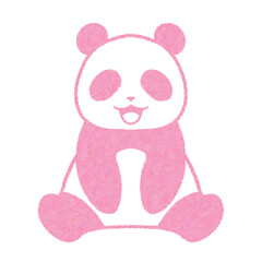 座っている笑顔のパンダのイラスト（ピンク）