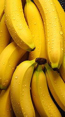 fresh banana adorned with glistening raindrops of water background poster 