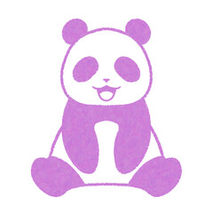 座っている笑顔のパンダのイラスト（紫）