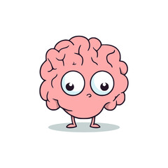simple cute brain cartoon character vector illustration template design