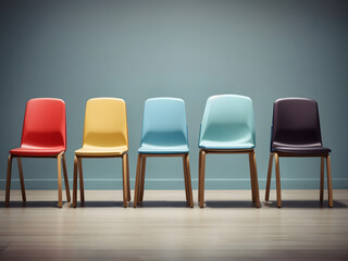 A row of chairs with one odd one-out Job opportunity recruitment concept design.