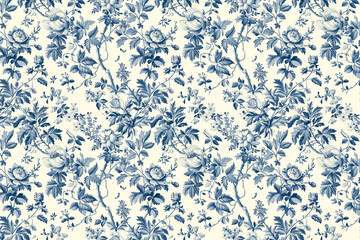 Toile floral pattern tapestry. Vintage botanical wallpaper pattern. Background image. Created with Generative AI technology