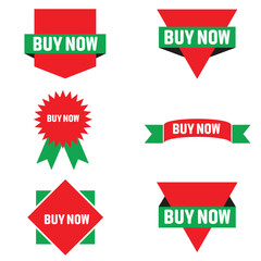 Buy now banner with different colorful shapes vector, Buy now banner badge icon vector illustration business concept buy now pictogram.