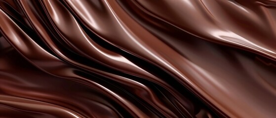 Dark chocolate background.Chocolate wave background. Flowing smooth satin texture, dark brown creamy chocolate pattern.Gradient banner design.Business card template..
