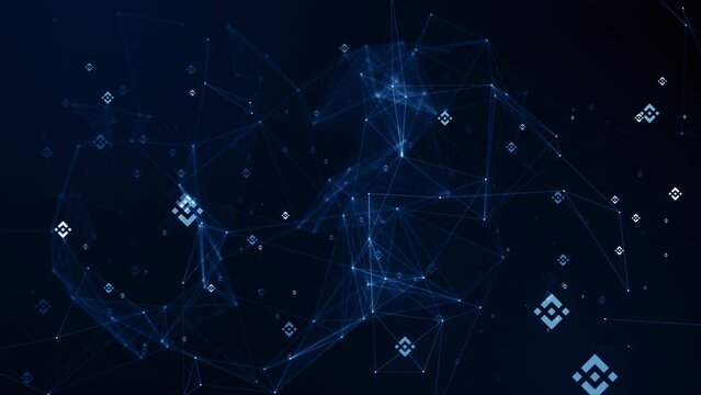 Cryptocurrency BNB binance coin digital technology blockchain business corporate particles background loop