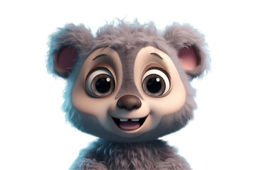 Obraz premium Happy furry and cute baby bear on Transparent Background PNG