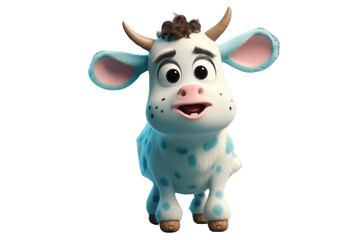 Happy furry and cute baby cow on Transparent Background PNG