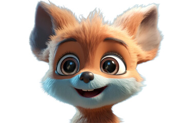 Obraz premium Happy furry and cute baby fox on Transparent Background PNG 