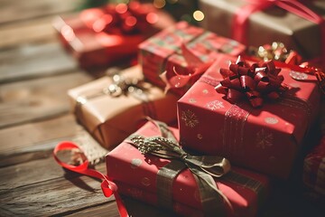 christmas gift boxes - obrazy, fototapety, plakaty