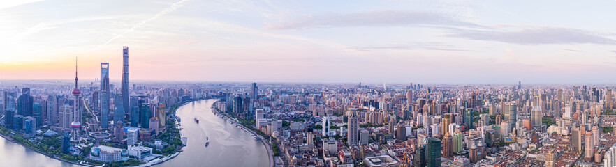Aerial View Of Shanghai at sunrise