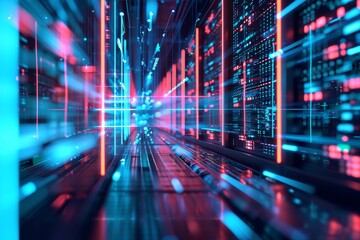 Fototapeta premium Web integration online database over dark neon background, integration online database in sand figure over dark neon background, Ai generated