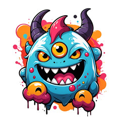 monsters kawaii logo Graffiti wall abstract modern art for t-shirt