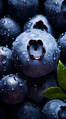 fresh blueberry adorned with glistening raindrops of water background poster 