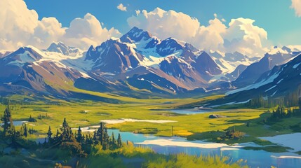 Fototapeta na wymiar background landscape Alaska Mountain
