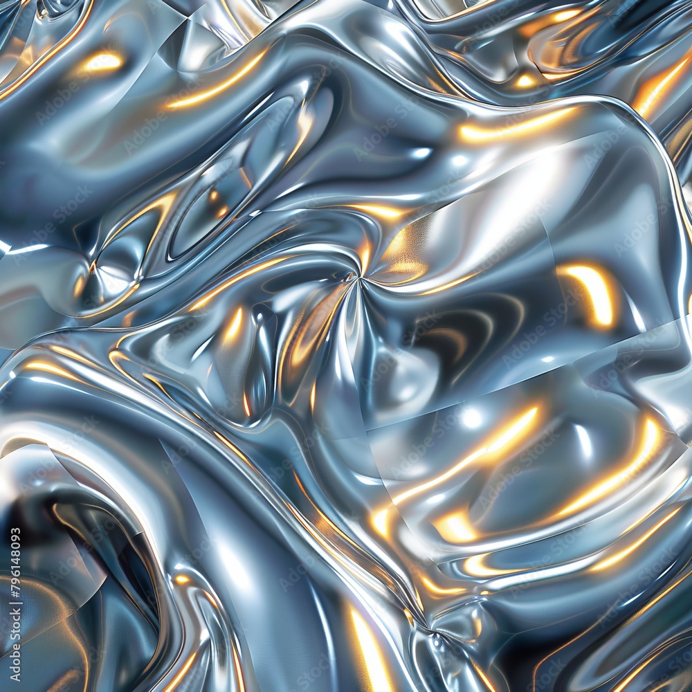 Aufkleber sleek and modern forms of dynamic liquid metal in motion captivate with reflections and light