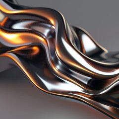 3D abstract, dynamic liquid metal forms in motion, capturing light and reflections, sleek and modern