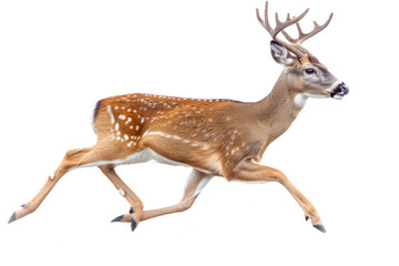 A deer leaping, isolated on a white background
