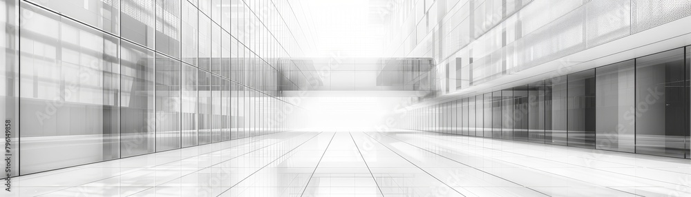 Poster futuristic building design features sweeping curves using steel and glass in abstract architecture r