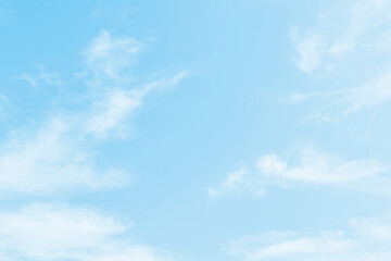 Blue pastel sky with white fluffy cloud. Soft romance sky. Freedom of life concept. Cumulus...