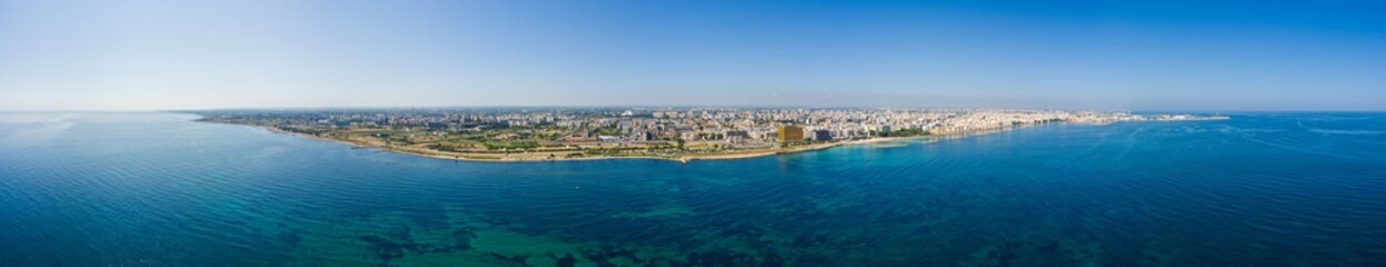 Fototapeta na wymiar Bari, Italy. Embankment of the central part of the city. Bari is a port city on the Adriatic coast, the capital of the southern Italian region of Apulia. Aerial view