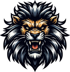 Obraz premium Roaring King of the Jungle: A Fierce Lion Illustration in PNG Format