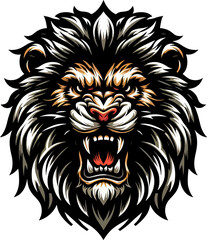 Fototapeta premium Roaring King of the Jungle: A Fierce Lion Illustration in PNG Format