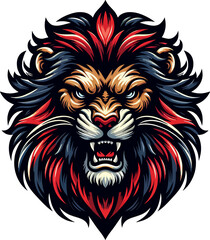 Roaring King of the Jungle: A Fierce Lion Illustration in PNG Format