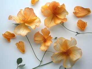 Vibrant Pressed Flower Petals Artfully Arranged in Autumnal Hues