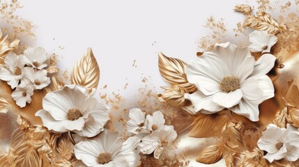 Luxurious Floral Arrangement on Gold Foil Background