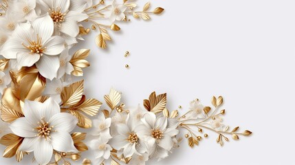Ethereal Beauty: White Floral Arrangement with Gold Accents