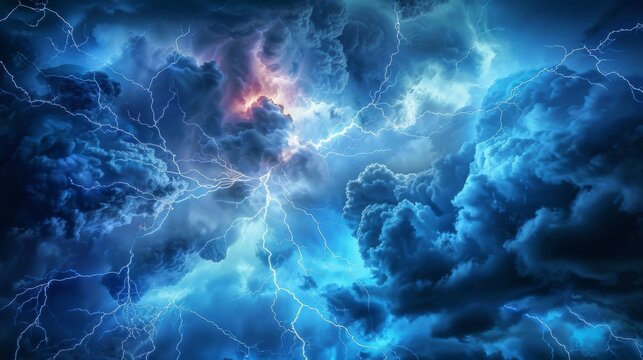 A dramatic lightning storm illuminating the night sky, flashes of light and rumbling thunder adding a touch of excitement to the seasonal rains.