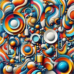 Obraz premium Vibrant Abstract Tableware Colorful Objects for Creative Projects