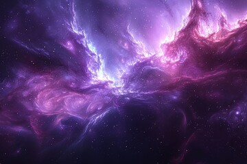 Incorporating nebulae and galaxies, this abstract space theme showcases vivid purples and blues