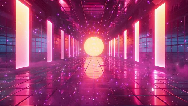 80s retro futurism background 3d illustration. seamless looping overlay 4k virtual video animation background