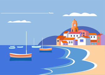 beautiful mediterranean town vector illustration