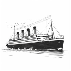 RMS Titanic II on white background realistic - obrazy, fototapety, plakaty