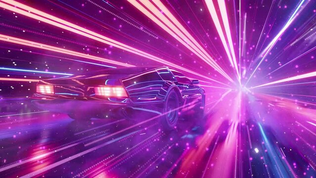 cyberpunk 3d rendering bright retro futuristic world of computer illustration. seamless looping overlay 4k virtual video animation background