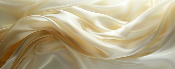 Fototapeta premium Silky fabric folds in gentle beige and cream hues create captivating abstract backgrounds