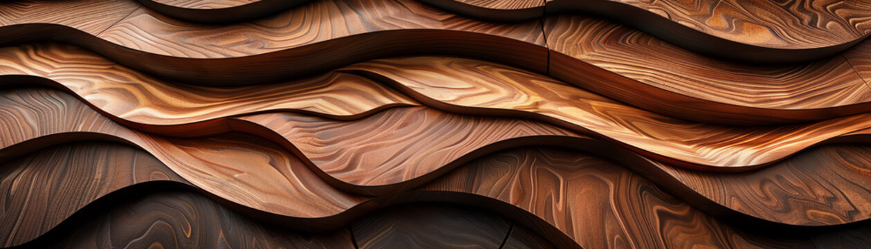 An intricate 3D model of wood inlay work, focusing on the precision cuts and variety of wood tones used