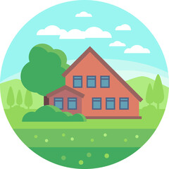 Obraz na płótnie Canvas house on the hill vector icons about Landscape Circled Vectors term
