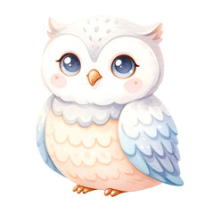 Cute Blue and White Cartoon Owl Illustration
