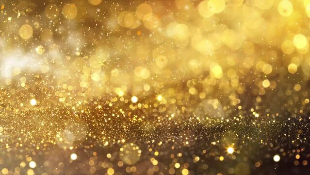 gold sparkling dust with gold sparkling stars. seamless looping overlay 4k virtual video animation background