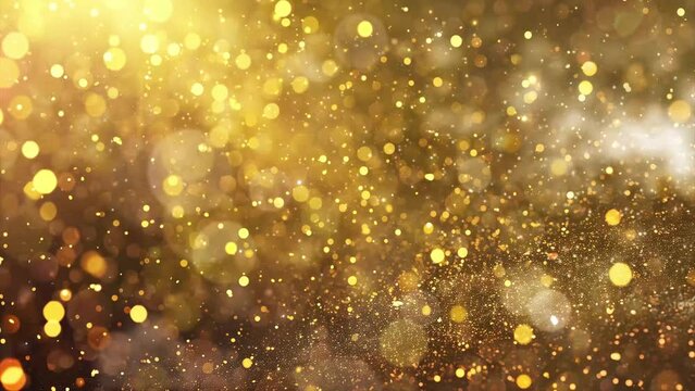 gold glitter confetti particles falling golden sparks. seamless looping overlay 4k virtual video animation background