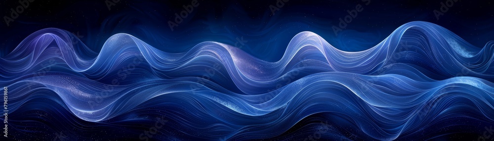 Aufkleber abstract lines, flowing curves mimic a river map with cool blue tones creating a serene visual journ