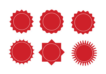 Red badges. Vector illustration
