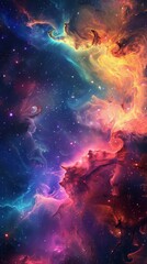 A nebula with vibrant, neon-infused colors, giving a modern, pop-art feel