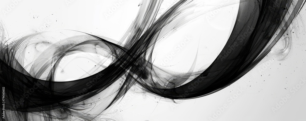 Poster abstract lines, minimalist black and white art with interlocking patterns creates a striking composi