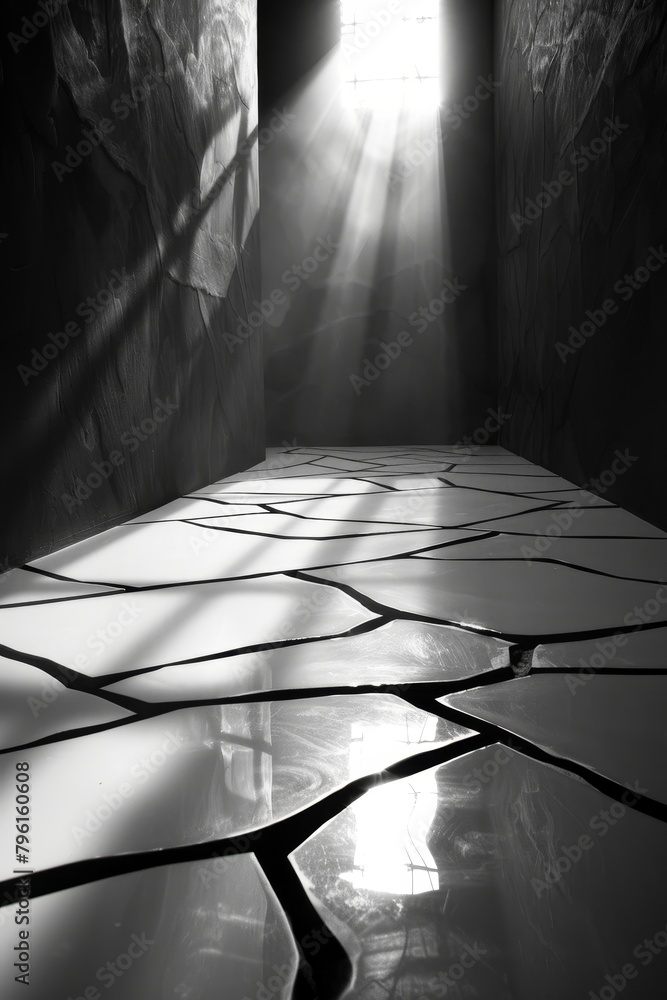 Poster intersecting paths form depth in monochrome with light accents, an abstract network of lines