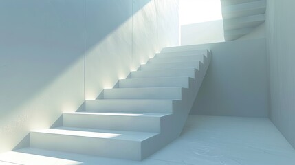 Bright minimalist modern staircase in an architectural interior