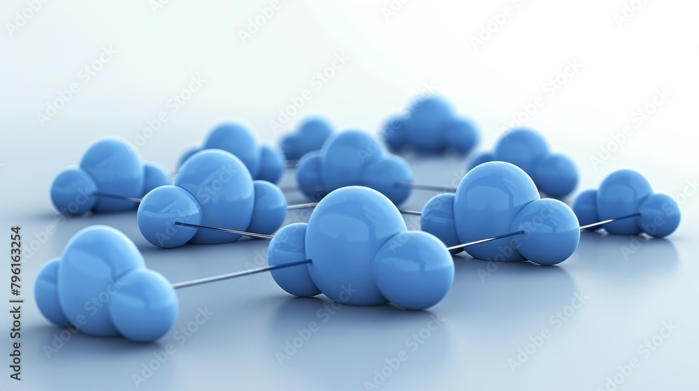 Poster cloud computing: a 3d vector illustration of a network of clouds